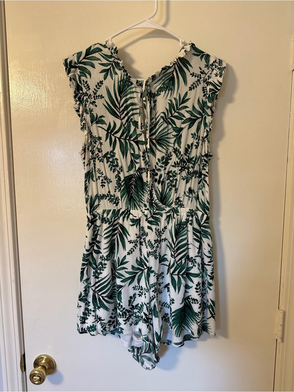 Romper with Green Leaf Print